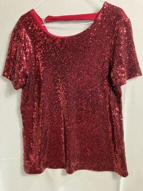 Vanilla Bay Red Sequin Short-Sleeve Tee